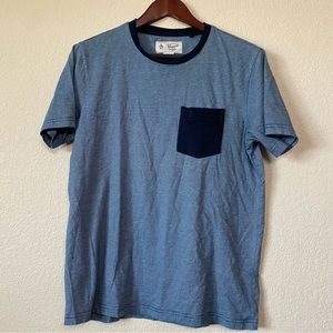 Original Penguin Feeder Stripe Pocket Tee Shirt Dark Sapphire Size Medium